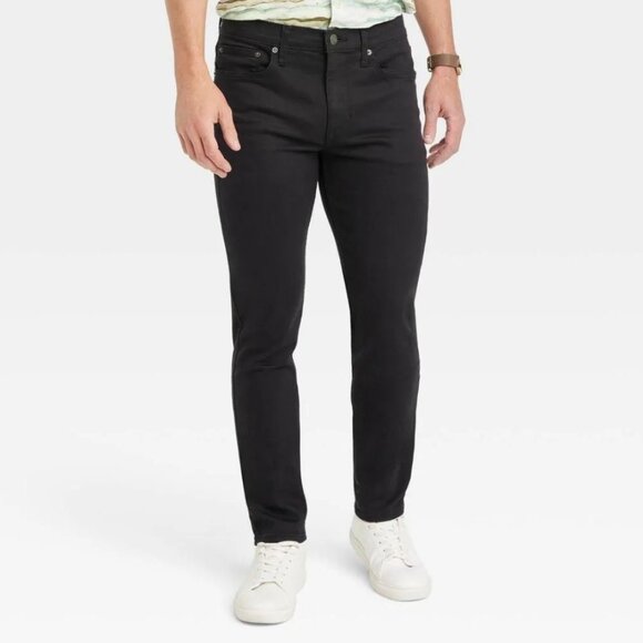NWT Goodfellow & Co Men's Black Mid Rise Stylish Slim Fit Skinny Leg Full Jeans - Picture 1 of 16